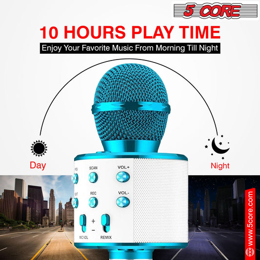 5Core Wireless Karaoke Microphone Bluetooth Mic Portable Handheld Microfonos Inalambricos BLACK & BLUE
