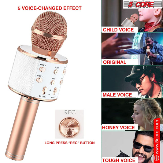 5Core Wireless Karaoke Microphone Bluetooth Mic Portable Handheld Microfonos Inalambricos COPPER