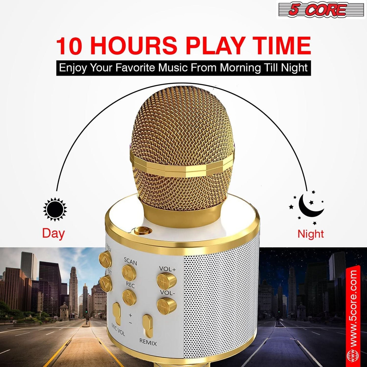 5Core Wireless Karaoke Microphone Bluetooth Mic Portable Handheld Microfonos Inalambricos GOLD